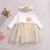 Mädchenkleider Maamp;Baby 0-18 Monate geborenes Säuglingsbaby Mädchen Strickkleid Blumen Langarm Tüll Tutu für Mädchen Herbst Frühling KleidungMädchen'