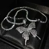 Pendant Necklaces Fashion Charm Big Butterfly Necklace Inlay Full Shiny Small Zircon Europe America Luxury Silver Jewelry For Women GiftsPen