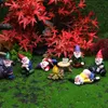 Objets décoratifs Figurines 12PC / Set Mini Fairy Garden Drunk Yoga Gnomes Miniature Ornements Set Nain Bonfire Statues Flowerpot Decor Ac