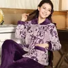 Autumn Flannel Women Pajamas Sets Female Turn down Collar Full Sleepwear For women s Pajamas Winter Home Suits Pyjama Y200708