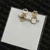 Chic Fleur Oreille Stud Designer Lettre Boucles D'oreilles Femmes Parti Perle Boucle D'oreille Rétro Or Oreille Bijoux Avec Boîte