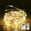Stringslägen 100 LED Fairy String Light med Battery Remote Control Waterproof Copper Wire Twinkle Garland Jul Decorationled Stringsl