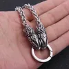 Pendant Necklaces Dropshiping 316L Stainless Steel Viking Necklace Odin Double Wolf Without As Man Gift Elle22