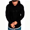 Men s casual fashion solid color long sleeved T shirt with Hood Summer sports 220712