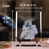 Maßgeschneiderter rechteckiger Glasrahmen mit Lasergravur, personalisierter Nachttisch-Bilderrahmen, Geburtstag, Hochzeit, Souvenir, Geschenk 220711