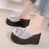 Slippels dames sandalen platform schoenen zomer slipper indoor outdoor strand vrouwelijk strik bling 220530