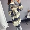 Kobiety swetry zimowe kobiety w paski pullover gol -geneck duże topy bluzka z długim rękawem Top luźne dzianinowe sweter mody Swatterswomen's