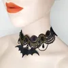 Chokers gotiska smycken bat halloween spets choker svart lager halsband för kvinnor flickor cosplay fest present Nightmarechokers