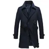 Männer Trenchcoats Vintage Männer Mantel Drehen Kragen Streetwear Single Button Schlanke Männliche Chaqueta Larga Hombre Größe M -4XL 18762-5Men's