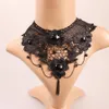Gotische breite Blume schwarze Spitzen -Chokers Halsketten für Frauen Mode Punk Gothic Choker süße Vintage -Kragen Halskette243f