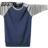 T-shirt da uomo Big Size M-6XL T-shirt a maniche lunghe da uomo a maniche lunghe patchwork O-Collo T-shirt casual da uomo Ragazzi Studenti Tops T220808