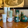 2021 Starbucks Cup Anniversary Goddess Fish Scale Crown Dark Green Glass Mub Mub Thermos Water Cup