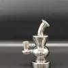 5.9 tum grå mini glas vattenrör 14mm manskål hookah recycler bong rökning tobak torr ört bägare isfångare