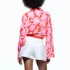 Рубашка для женских блузок Spring Women Fashion Flower Print Рубашка винтаж с длинным рукавом однорастого отворотного лацкана