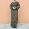 Ethnic Clothing Elegant Print Maxi Floral Dresses For Women Spring Autumn 2022 Muslim Dubai O-neck Full Sleeve Gowns Feminine ClothesEthnic