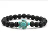 Summer Style Sea Turtle Beaded Strands Bracelets For Women Men Classic 8MM Beads Turquoise Lava Stone 3 colors Elastic Friendship Bracelet Beach Jewelry