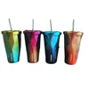 2021 Senaste 16oz mugg Starbucks Rostfritt stål Kaffe halskopp 20 Ice Cube Gradient Color Cups Support Custom Logo 5961 Q2