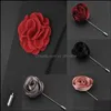 Pins Brooches Jewelry Ribbon Lapel Flower Rose Handmade Boutonniere Brooch Pin Mens Accessories Pins Wholesale 0402Wh Drop Delivery 2021 Gk