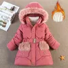 2022 Nuovo peluche addensato grande colletto di lana per bambini giacca trapuntata in cotone medio e lungo per ragazze giacca trapuntata in cotone invernale J220718