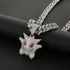 Pendant Necklaces Hip Hop Iced Out Bling Anime Ghost Necklace With Crystal Miami Cuban Chains For Men Women Icy Jewelry DropPendant