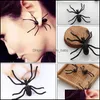 Arts du corps Tatouages Art Santé Beauté Araignée Noire Boucles D'oreilles Alliage Animal Oreille Goujons Effrayant Halloween Party Favors Décorations Gif Dhbyl