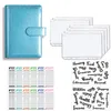 A6 Glitter PU Leather Binder Budget Envelope Planner Organizer System with Clear Zipper Pockets Expense Budget Sheets 220707