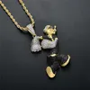 Hangende kettingen Iced Out Full Cubic zirkoon stripfiguur Popeye hangers ketting voor mannen hiphop rapper sieraden cadeau heal2222