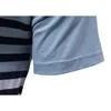 アイオペソンストライプコットンメンTシャツOneck半袖スリムフィットTシャツ男性用パッチワークトップスティーサマーメンズ衣類220704