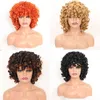Синтетические парики для косплея, короткие курчавые вьющиеся оранжевые парики для чернокожих женщин, 12 дюймов, афро-рыжий с челкой, натуральный синтетический коричневый парик до плеч 220225