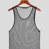 Incerun Men tanktops mesh patchwork oneck mouwloze transparante vesten streetwear fitness mode sexy feest 5xl d220615