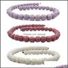 Stone Loose Beads Jewelry High Quality Lava Natural 6Mm Volcanic Rock Bead Bracelet Necklace Making Dhqbi