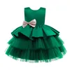 Abiti da ragazza Toddler Baby 1 ° compleanno Battesimo per ragazze Green Christmas Backless Princess Party Tutu Gown Bow Costume da cerimonia per bambiniGirl's