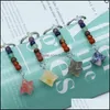 Key Rings Jóias Chakra Natural Chakra Keychain 7 Chakras Chain Holder Merkaba Star Crystal Pingying