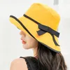 Chapeaux à large bord Le chapeau vintage britannique Spring MS Bow Brimmed Outdoor Sweet Sun Visière Mode Loisirs Femme Sunhat SummerWide