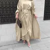 3 조각 일치하는 이슬람 세트 여성용 Eid 새틴 Abayas 두바이 Hijab 드레스 오픈 Abaya 기모노 이슬람 복장 랩 프론트 맥시 스커트 220714