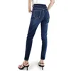 Summer Dark Blue High Caist High Stretch Slim Jeans Women