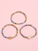 S2973 Bohemina Fashion Jewelry Strands Coloful Personality Shaped Glass Beads Bracelet Set Metal Shell Faux Pearl Beaded Bracelets 3pcs/set