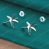 925 Sterling Silver Starfish Stud Earrings For Women Wedding Engagement Jewelry Christmas Gift Party