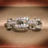 홉 힙 빈티지 패션 보석 925 실버 크로스 링 포장 흰색 사파이어 CZ 다이아몬드 여성 결혼식 손가락 반지