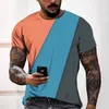 Fashion Mens T-shirts 3D Digital Utskrift Tre färgblock Enkel stil Casual Short Sleeve Men Tees Olika Färgstilar