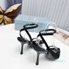 designer Stiletto Heels 10cm Sandals For Woman Slippers Fashion Slides Womens Classic Black Silver Slingbacks