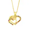 Pendant Necklaces Gold Color Filled Letter Love Mom Heart Rainbow Zircon Choker Accessorie For Mother Birthday Jewelry Gift