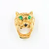 Anello di dito animale a leopardo cavo di tendenza Occhi verdi Panther Heads Hollow Panther Rings for Men Women Party Jewelry269L