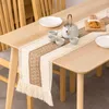 Corredores de mesa Runner de algodão de algodão natural de estopa natural com borlas para a decoração de casamento rústica boêmia em casa rústica 220617