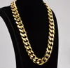 Thick curb chain 15mm wide Necklace blogger punk jewelry gold plated CUBAN 45cm