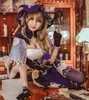 Anime Genshin Impact COS LISA Magician Sustown bibliotekarz Lisa Cosplay Costume for Woman Full Set Rola Halloween odgrywa J220720