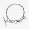 Bracciale in argento sterling S925 Bracciali a maglie di design da donna Cuore Amore Coppia di moda Bracciale stile Pandora Gioielli Regalo di San Valentino