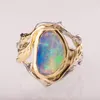 Cluster Rings Leaf Simple Opal Ring Exquisite Ladies Gold 925 Silver Jewelry Party Accessories Engagement RingCluster Wynn22