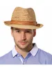 Bérets homme été paille hommes Jazz chapeau Raffie casquette de soleil Gentleman grande taille Fedora 57cm 59cm 61cmbérets