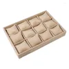 Watch Boxes & Cases Jewelry Tray Organizer Bracelet Display Showcase 12 Grid Pillows Without Lid Storage Holder Gifts For MenWatch